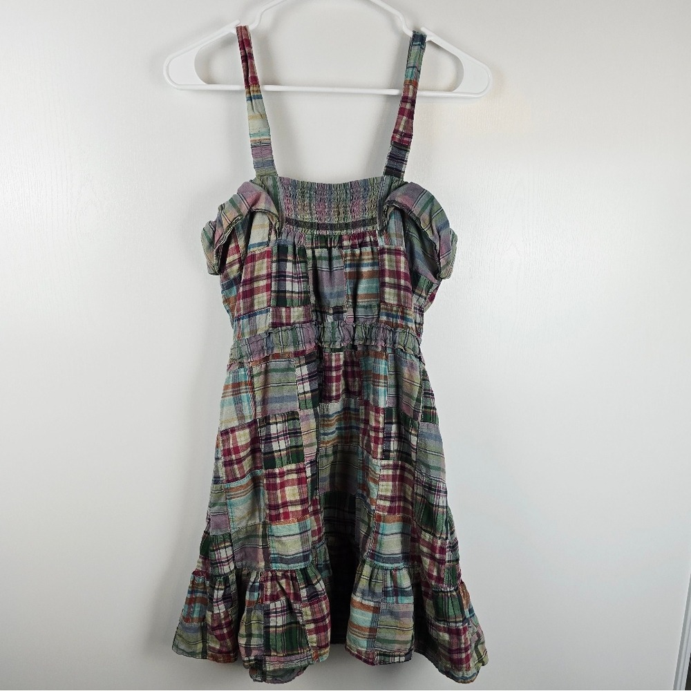 Juicy Couture Women's Medium Green Patchwork Plaid Drawstring Sleeveless Dress - Picture 2 of 10